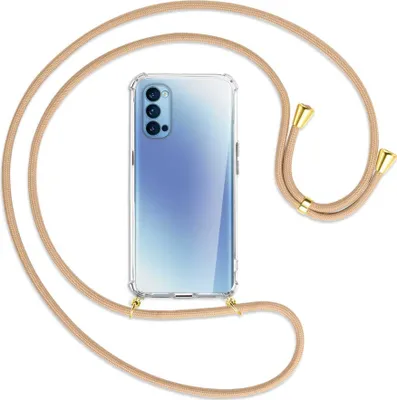 Produktbild von Handykette Backcover-Schutzhülle mit Band (Metall goldfarben) für Oppo Reno5 4G/5G - beige