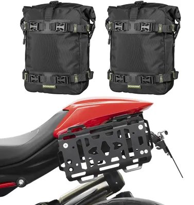 Imagen del producto de Soporte para bolsas laterales ZIEGER, incluye la bolsa universal SCHNORR, compatible con Ducati Monster