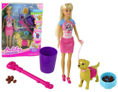 Image de Ensemble de poupées avec chien et nourriture