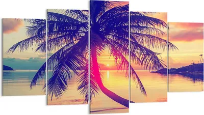 Produktbild von Bild auf Leinwand - Leinwandbild - Meer Strand Palme - 160x85cm - Wand Bild - Wanddeko - Wandbilder - Leinwanddruck - Bilder - Kunstdruck - Wanddekoration - Leinwand bilder - Wandkunst - EA160x85-3925