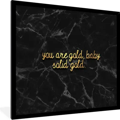 Produktbild von MuchoWow® Gerahmtes Poster Zitate - Gold - Marmor - Schwarz 40x40 cm - Poster mit Schwarzem Bilderrahmen Wandposter Rahmen Foto Bilder - Mit Rahmen - Wanddekoration Schlafzimmer