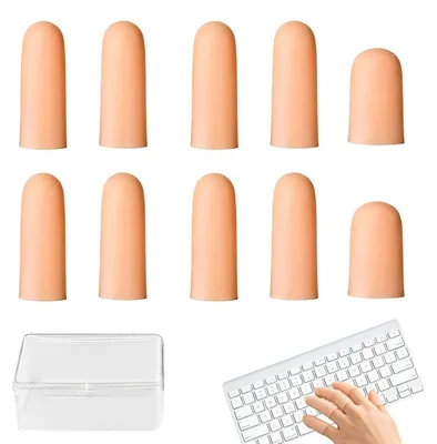 10 Silikon-Fingerkappen, Fingerschutz, mit Aufbewahrungsbox