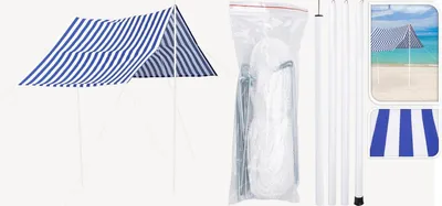 Immagine prodotto di Tenda da sole 3×1,7 m con pali – Blu, tenda ombreggiante