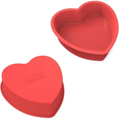 Productafbeelding van Hartvormige siliconen bakvorm, 15 cm, 2 stuks. Anti-aanbaklaag. 15 cm hartvormige bakvorm, 2 stuks