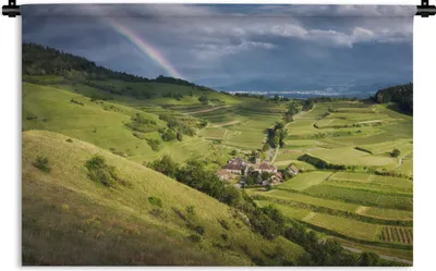 Produktbild von MuchoWow® Wandteppich Wandbehang Regenbogen über dem Schwarzwald im Südwesten Deutschlands 120x80 cm Tapisserie Dekoration Wandtuch - Wanddekorationen - Wandtücher