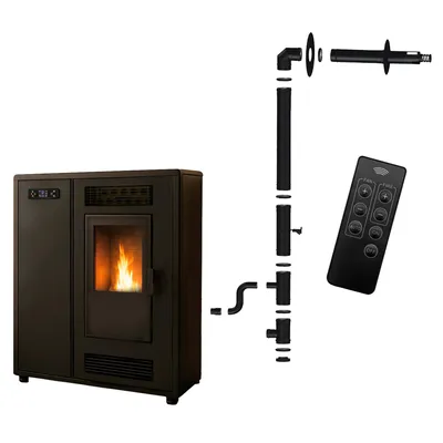 Obrázek produktu pro Vzduchová peletová kamna Slim Astral 12,2 kW Black Sannover + instalační sada