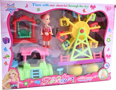 Produktbild von Mini Puppen Spielplatz Set - Freizeitpark mit Rutschen & Püppchen - Kreativer Spielspaß für Mädchen