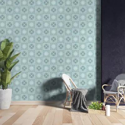 Produktbild von WALPLUS 24 PCS Hitzebeständige Fliesenaufkleber Küche 15x15cm Jan Floral Hellblau Viktorianisch Wandfliese Aufkleber Wasserdicht Klebefliesen Bad Dusche Abziehbilder