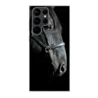 Produktbild von MuchoWow® Handyhülle Schutzhülle Hülle für Samsung Galaxy S22 Ultra Pferd - Schwarz - Halfter Silikon Softcase Handy Hülle - Abbildung