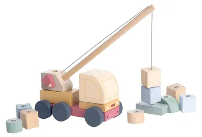 Produktbild von Cubika Pastellfarbener LKW-Kran mit Magnet – Holzpuzzle, 14 Teile