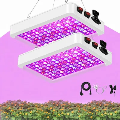 Produktbild von 2 Stück 287LEDs Vollspektrum Pflanzenlamp Rot & Blau Pflanzenlicht Zimmerpflanzen Wachstumslampe Grow Lampe für Gewächshaus Hydroponic, Weiß
