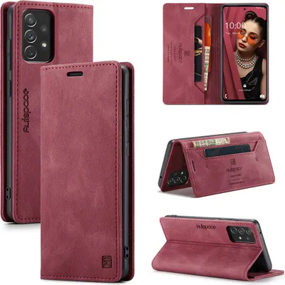 Immagine prodotto di Samsung Galaxy A72 5G Custodia, Retro Custodia in Finto cuoio, Stand e Custodia protettiva per Samsung Galaxy A72 5G Rosso