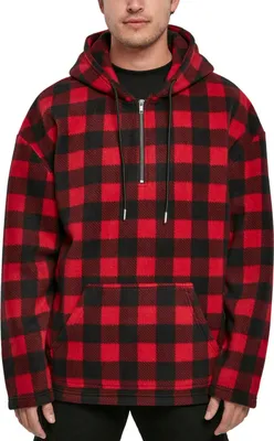 Produktbild von Urban Classics - Polar Fleece Half Zip Hoody flanell rot - S