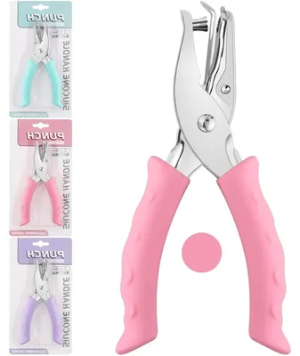 Productafbeelding van Enkele Gat Perforator - Metaal Puncher - Papier Knutselen - Roestwerend Metaal - 6 mm Gatdiameter - Roze