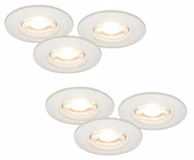 Produktbild von 6er Set LED Einbaustrahler MD-99 – dimmbar, IP44, Ø 60 mm, ultra flach 22 mm, warmweiß 2700 K, weiß | Malmbergs