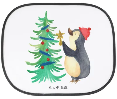 Produktbild von Mr. & Mrs. Panda Sonnenschutz Auto Pinguin Weihnachtsbaum - Weiß - Geschenk, Fürs, hitzeschutz, Sonnenblende, Winter, Weihnachten