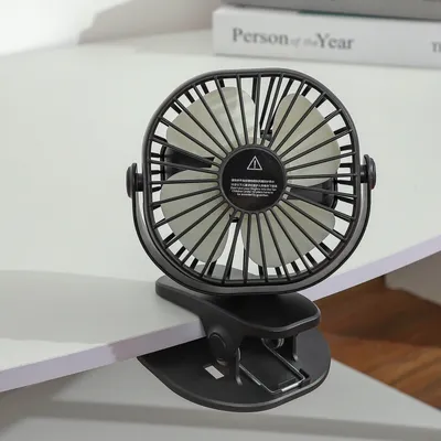 Produktbild von Leise Ventilator 360° Mini USB Clip Ventilator Tischventilator mit Batterie Schwarz