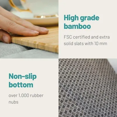 Produktbild von Famanu Sofatablett für Armlehne - Natürliches Holz und Bambus (XL)