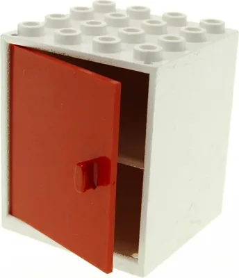 Produktbild von 1x Lego Homemaker Schrank 4x4x4 weiß Tür rot Möbel Puppenhaus 838 837