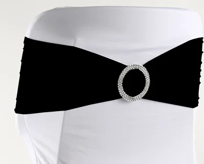 Produktbild von Stuhlschleifen Stretch, Schwarz - elastische Schleifenbänder mit Schnalle