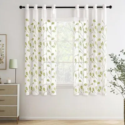 Productafbeelding van Voile gordijnen 140 x 160 cm groen, 2 stuks voor woonkamer