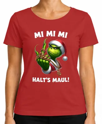 Productafbeelding van Grinch, Kerstgrinch, MI MI MI, HALT'S MAUL, Gouden ketting, HipHop, Dames T-shirt, Rood, XL