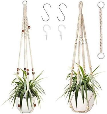 Produktbild von Famanu Macramé Pflanzenhänger Set - 2 Stück hängende Pflanzenhalter für Innen und Außen