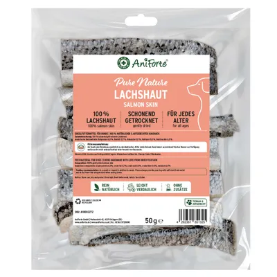 A package of salmon skin dog treats.
