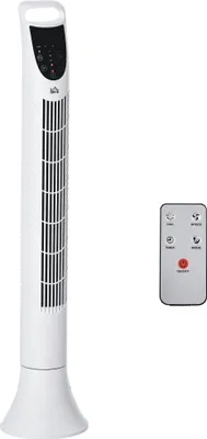 Image de HOMCOM Ventilateur colonne silencieux 40W minuterie 3 Vitesses 3 Modes tšŠlšŠcommande Oscillant š€ 70¡ã panneau contr?le tactile ventilateur sur pied chambre hauteur 91,5 cm blanc