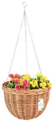 Produktbild von Wik-World Blumenampel geflochten aus Weide, mit Folie