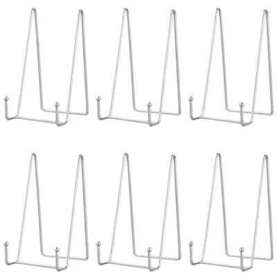 Produktbild von Tellerständer - 6er Set aus Metall - Zur Präsentation von Tellern und Dekoration - Silber 15,5 cm