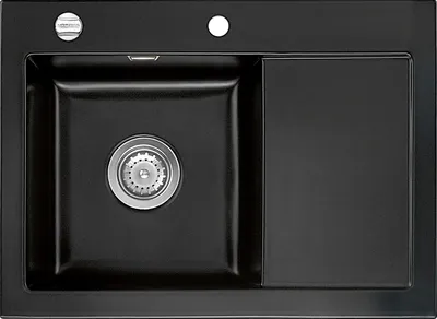 Produktbild von Flächenbündige Spüle MERA 70 F Nero mit Becken links u. Excenterbedienung