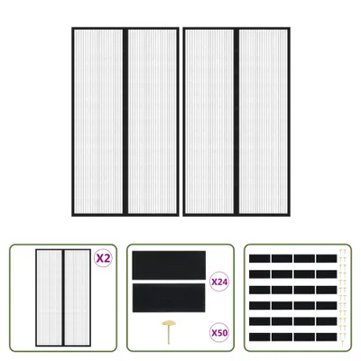 Obrázok produktu pre The Living Store Záclony na dverách proti muchám 2 ks. Magnet čierny 200x80 cm