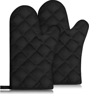 Produktbild von 1 Paar Ofenhandschuhe, hitzebeständig bis 160-200 ℃, rutschfest (Schwarz)