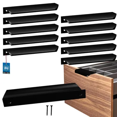 Produktbild von KOTARBAU® 10er Set Möbelgriff Schrankgriffe 148 mm Schwarz Matt ZnAl Hinterschraubgriffe Kantengriff Schubladengriffe Küche Modern