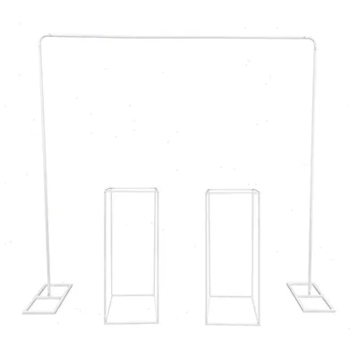 Produktbild von Hochzeitsbogen Set - Quadratischer Backdrop Rahmen - 2x2 m Metall Standfuß - 2 Stk 27x80 cm Blumenständer - Ballonbogen Deko für Trauung und Party - Weiß