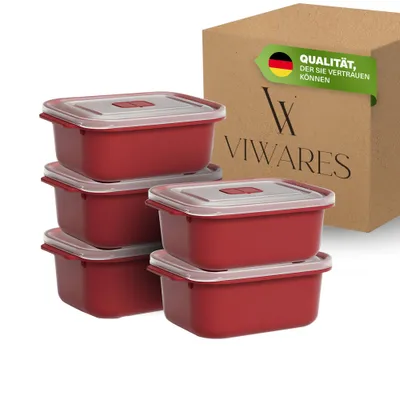 Immagine prodotto di Viwares Lunchbox 500 ml – Set di 5 contenitori compatti per alimenti, senza BPA e adatti al microonde, a tenuta stagna, impilabili, ideali per spuntini, asilo, scuola e viaggi