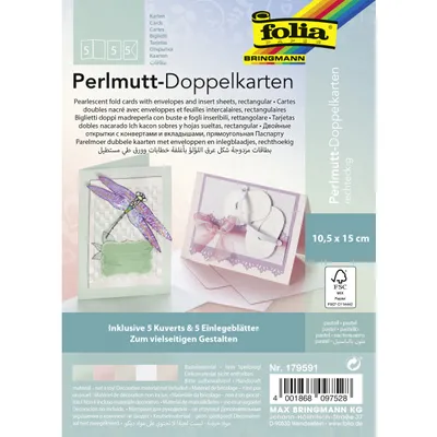 Produktbild von Folia 179591, Standard-Grußkarte, Mehrfarbig, 250 g/m², 105 mm, 150 mm, 5 Stück(e)