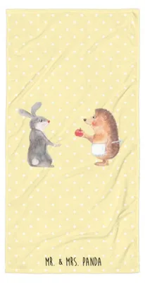 Produktbild von Mr. & Mrs. Panda Strandtuch Hase Igel - Gelb Pastell - Geschenk, Badehandtuch, Trösten, Duschhandtuch, Trennungsschmerz, und, Lustige Sprüche, Herzschmerz, Großes