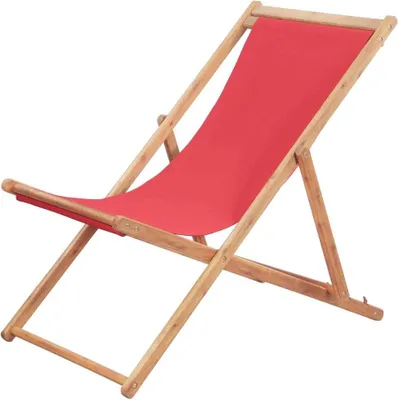Produktbild von Klappbarer Strandstuhl Stoff und Holzrahmen Rot , Gartenstühle Design 2024