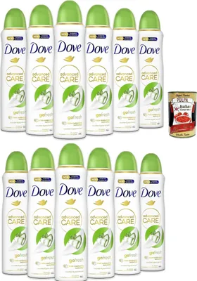 Produktbild von Dove Deodorante Spray Advanced Care Go Fresh Gurke und grüner Tee, deo Mit feuchtigkeitsspendenden und empfindlichen Formel,ohne Alkohol, 72 Stunden, 12x 150 ml + Italian Gourmet polpa 400g