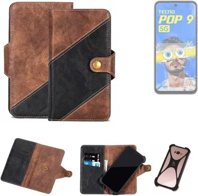 Produktbild von K-S-Trade Handyhülle Schutzhülle Bookstyle Case kompatibel mit Tecno Pop 9 Klapphülle Cover Hülle Schutztasche 1x