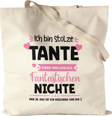 Produktbild von Ich bin stolze Tante Jutebeutel Geschenk Geburtstag Patentante Tante und Nichte