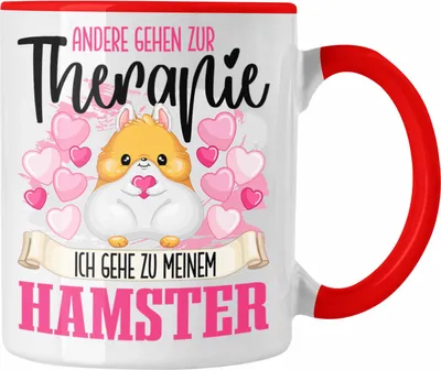 Produktbild von Trendation - Hamster Tasse Geschenk für Hamster Besitzerin Therapie Lustiger Spruch Geschenkidee (Rot)