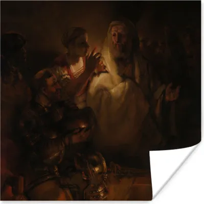 Produktbild von MuchoWow® Poster Die Verleugnung des Petrus - Rembrandt van Rijn 50x50 cm - Wohnzimmerdekoration