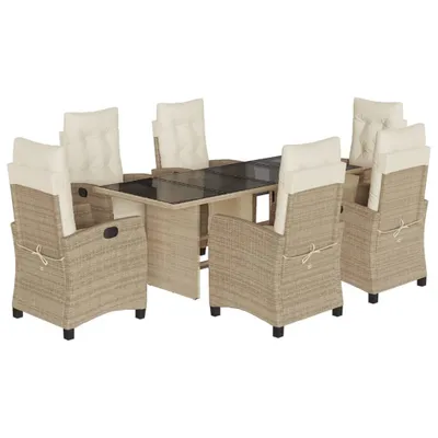 Produktbild von vidaXL 7-tlg. Garten-Essgruppe mit Kissen Beige Poly Rattan