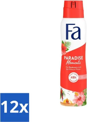 Obrázek produktu pro Fa – Paradise Moments – Deodorant ve spreji – Květ ibišku – 150 ml – Výhodné balení – 12 kusů