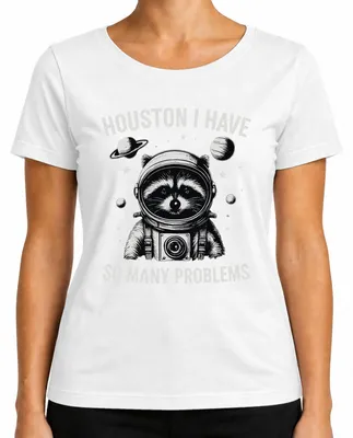 Immagine prodotto di Houston, ho davvero molti problemi. T-shirt da donna con scritta "Astronauta", colore bianco, taglia M
