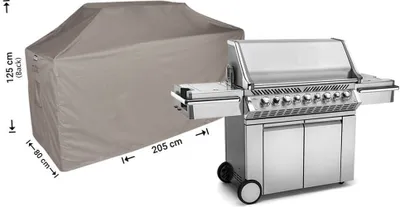 Produktbild von Raffles Covers Wetterschutzhülle für Gasgrill 205 x 80 H: 125/115 cm | Atmungsaktiv | Wasserdicht | UV-beständig | Doppelnähte | Elastischer Kordelzug