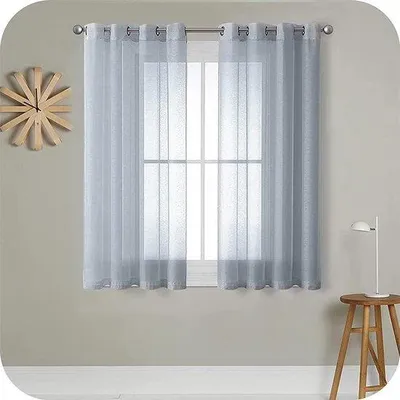 Immagine prodotto di Tenda in lino grigio 140x137 cm per la porta-finestra della camera da letto